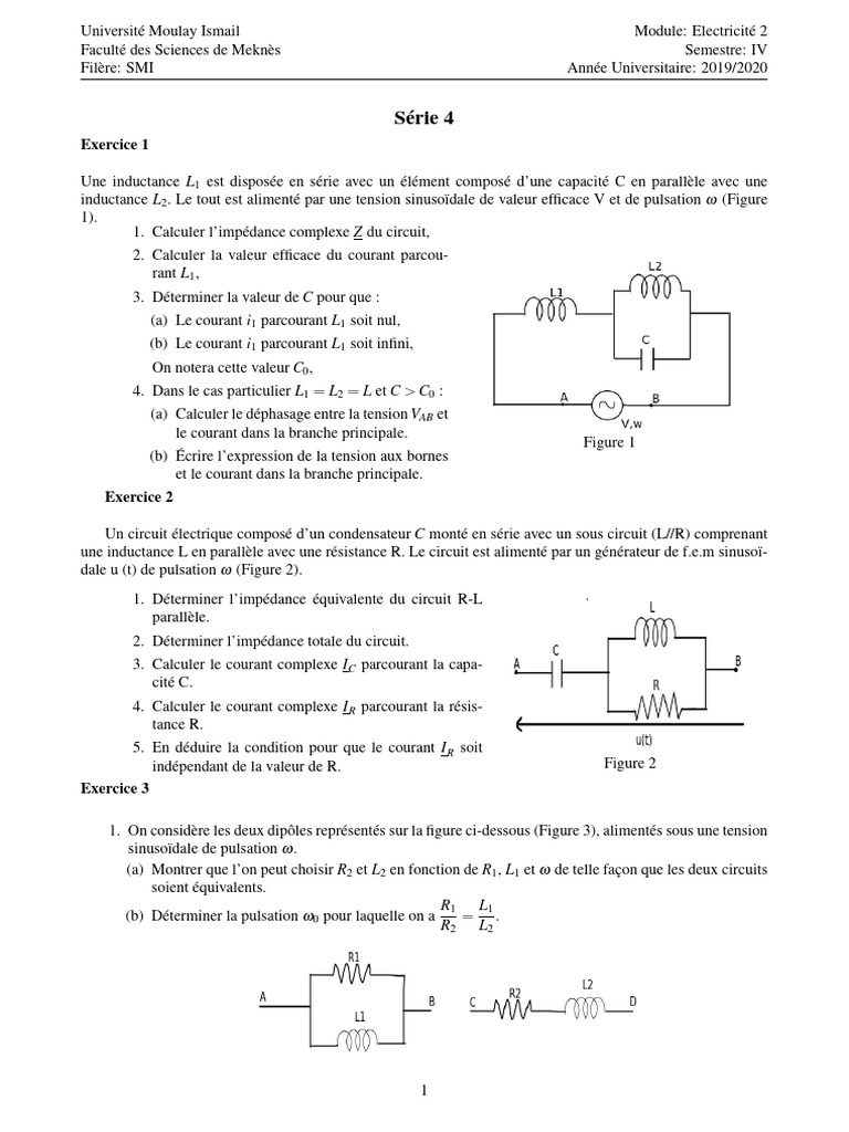 Exercice d'électricité : circuits RLC et impédance | PDF | Impédance ...