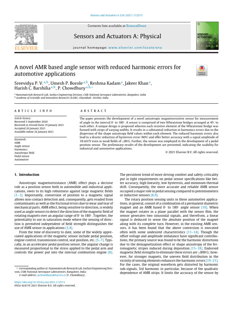 Novel AMR Angle Sensor for Automotive Use | PDF | Sensor | Hysteresis
