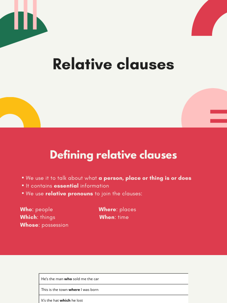 Understanding Relative Clauses Explained | PDF