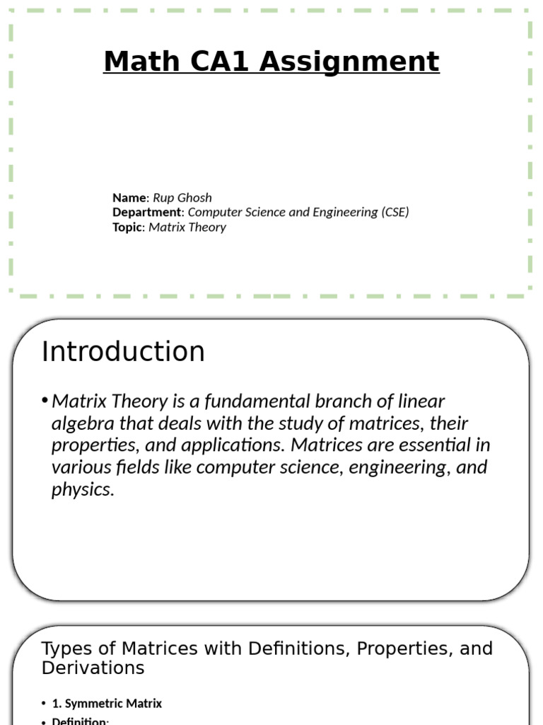 Matrix Theory in Computer Science | PDF