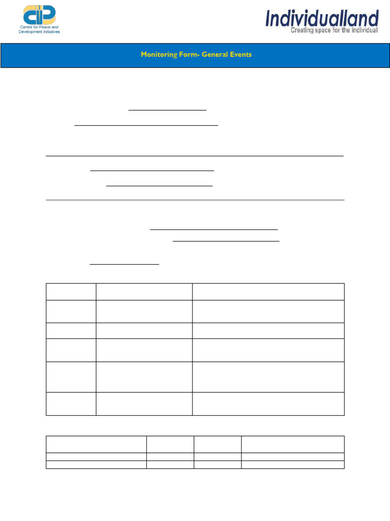Event Monitoring and Evaluation Template | PDF | Human Communication ...