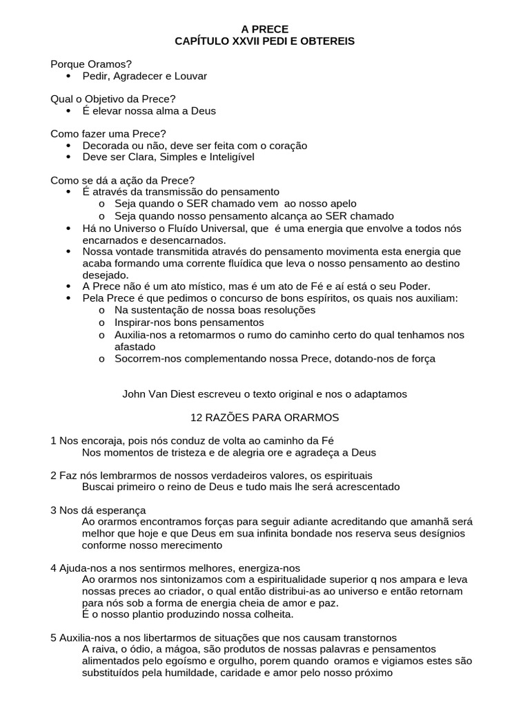 A Importância da Prece na Espiritualidade | PDF | Oração | Deus