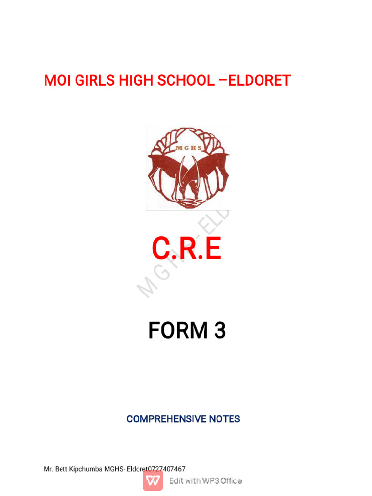 Form 3 C.R.E Comprehensive Notes | PDF | Jesus | Prophet