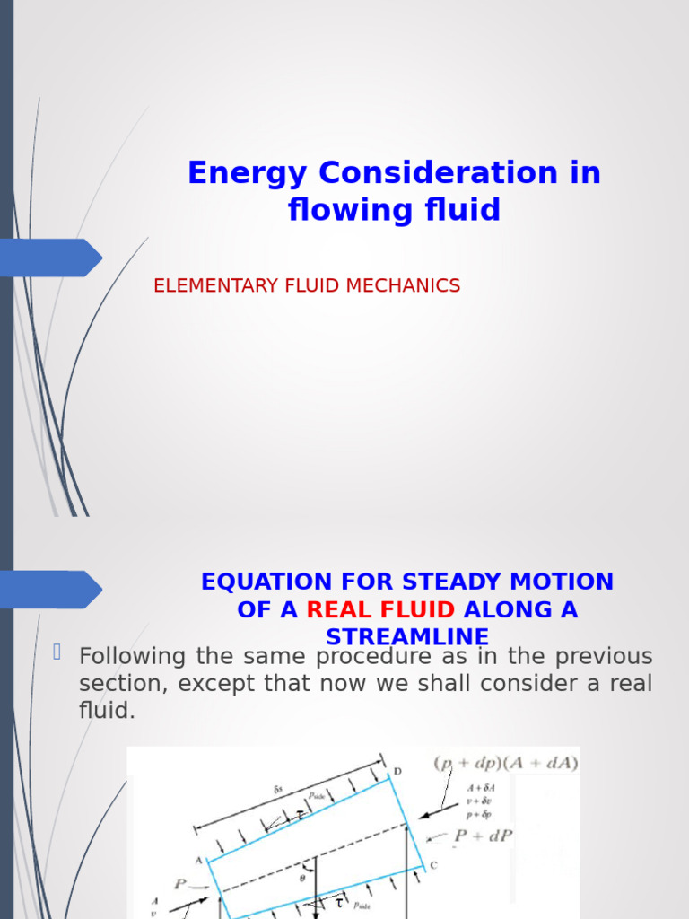 Lecture 7 Energy Consideration | PDF | Pressure | Fluid Dynamics