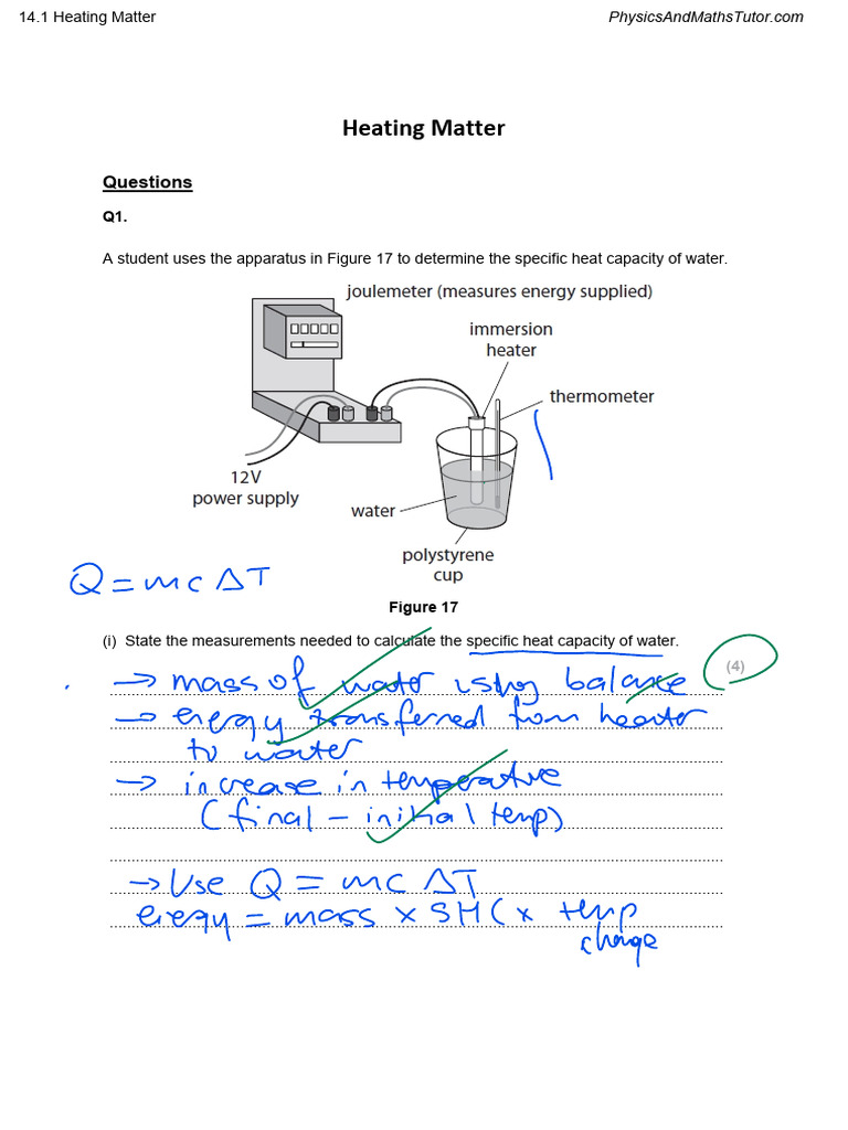 Specific Heat Capacity Experiments | PDF | Heat Capacity | Temperature