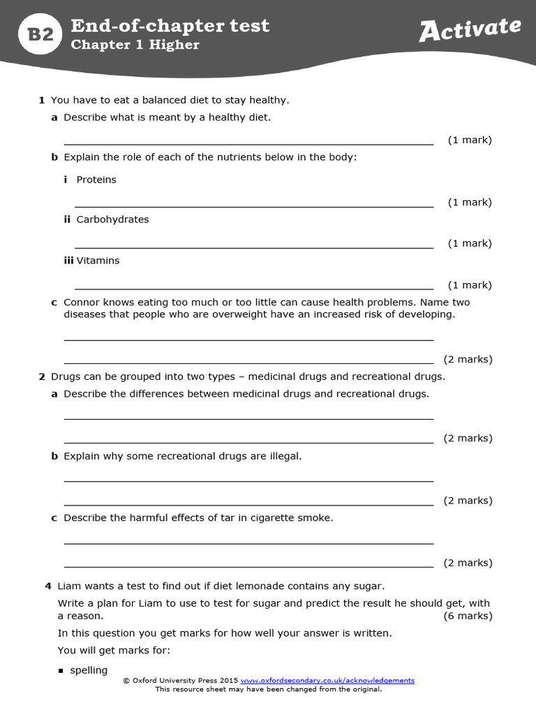 B2.1 H Test Edited | PDF | Digestion | Liver