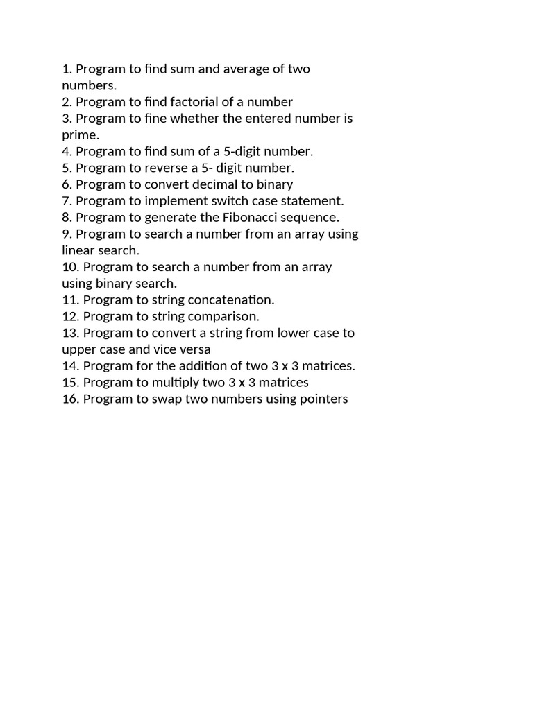 C Programs for Basic Algorithms and Operations | PDF | Computer Program ...