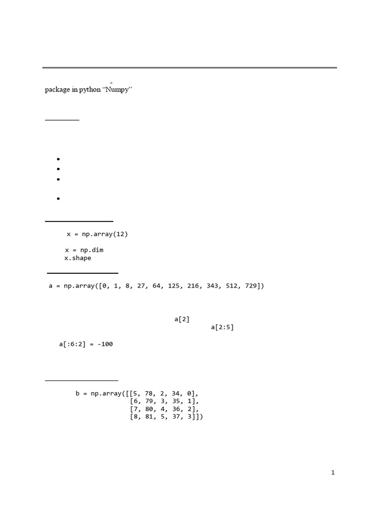 Numpy Arrays in Machine Learning Basics | PDF | Matrix (Mathematics ...