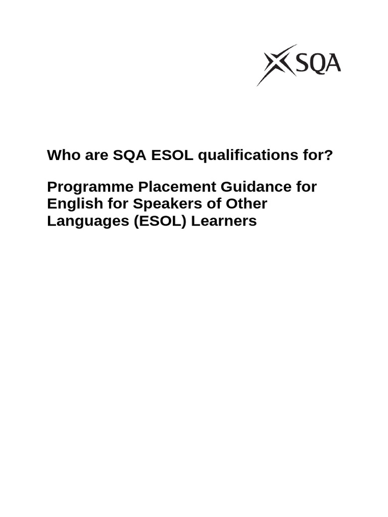 SQA ESOL Qualifications Placement Guide | PDF | English As A Second Or ...