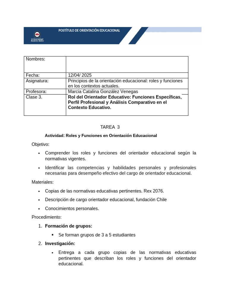 Roles y Funciones del Orientador Educacional | PDF | Aprendizaje