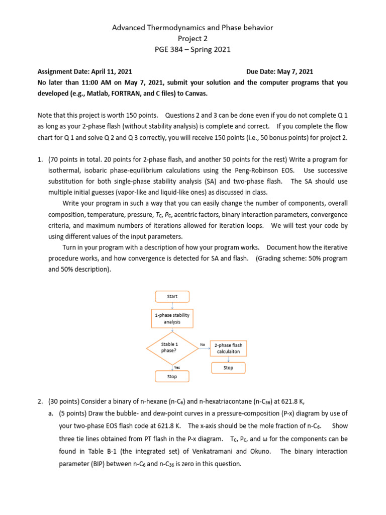 Advanced Thermodynamics Project 2 Guide | PDF | Phase Rule | Parameter ...