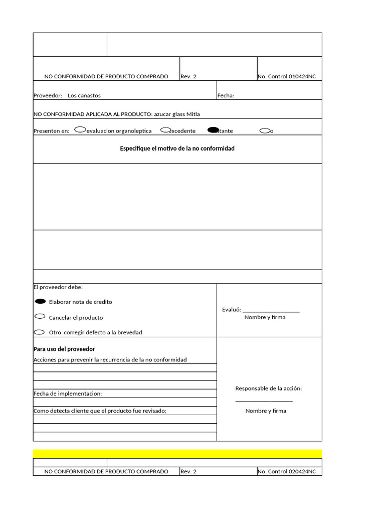 No Conforme | PDF