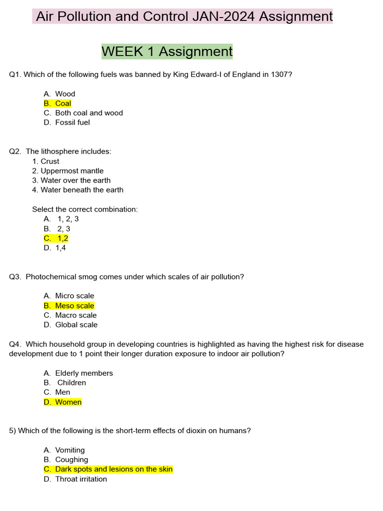 Air Pollution Control Assignment Questions | PDF | Exhaust Gas ...