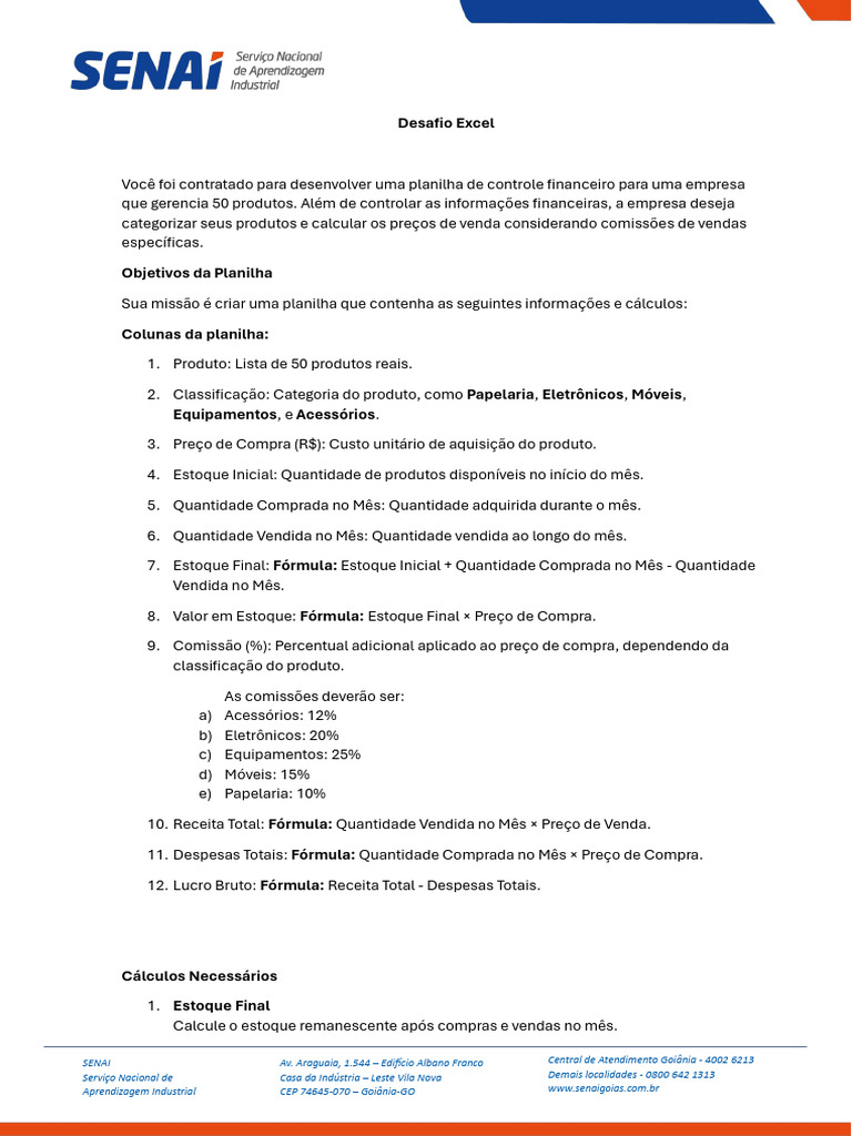 Atividade Excel Equiplex | PDF | Custo | Microsoft Excel