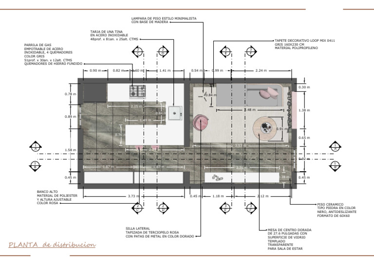 Distribución y Mobiliario para Sala Moderna | PDF | Materiales