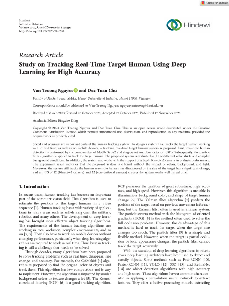 Journal of Robotics - 2023 - Nguyen - Study On Tracking Real Time ...