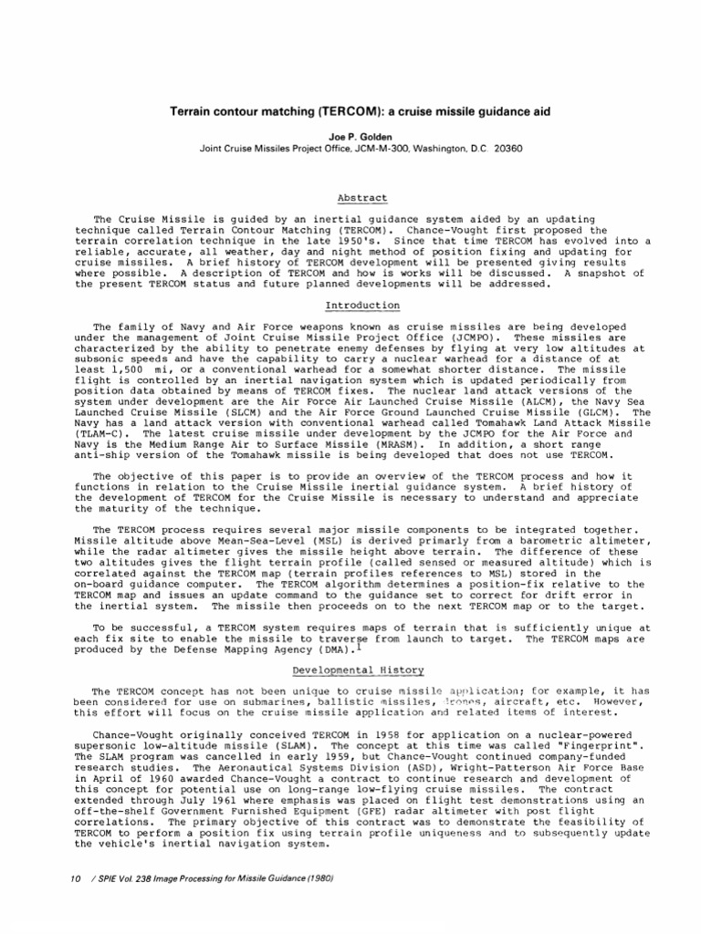 TERCOM: Cruise Missile Guidance System | PDF | Cruise Missile ...