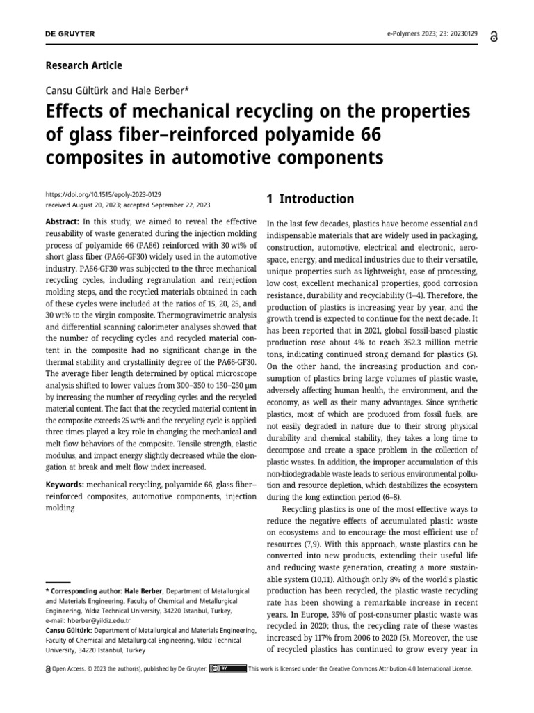 Effects of Mechanical Recyclin | PDF | Composite Material ...