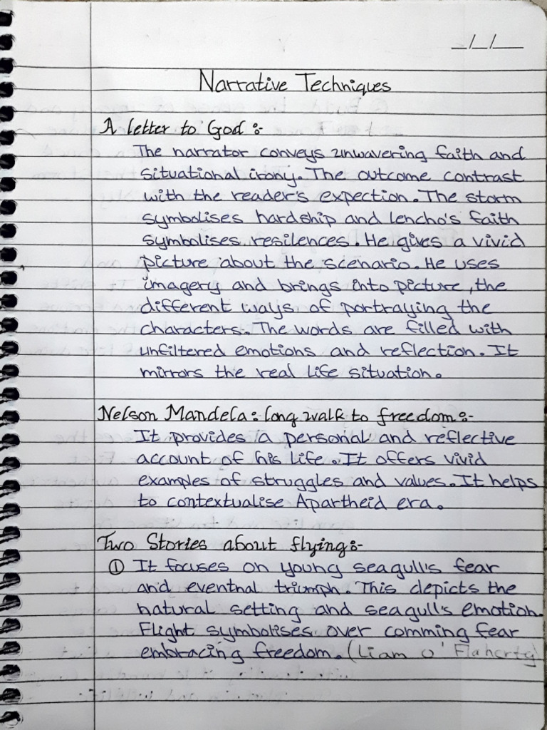 Class X Narrative Techniques | PDF