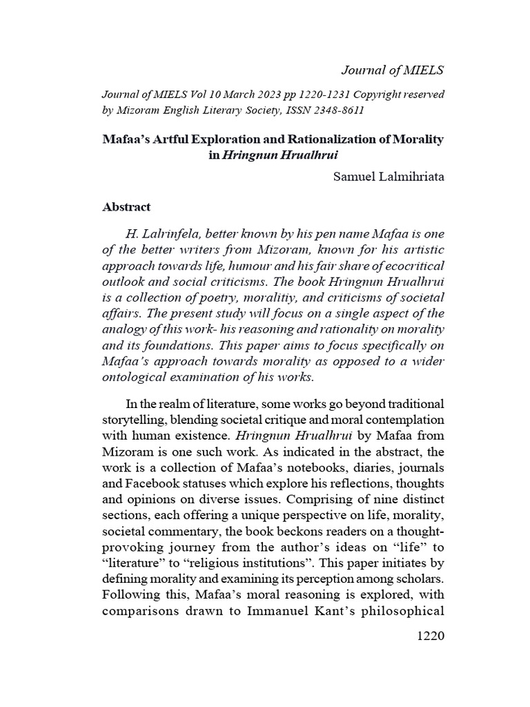 Mafaa's Artful Exploration and Rationalization of Morality in Hringnun ...