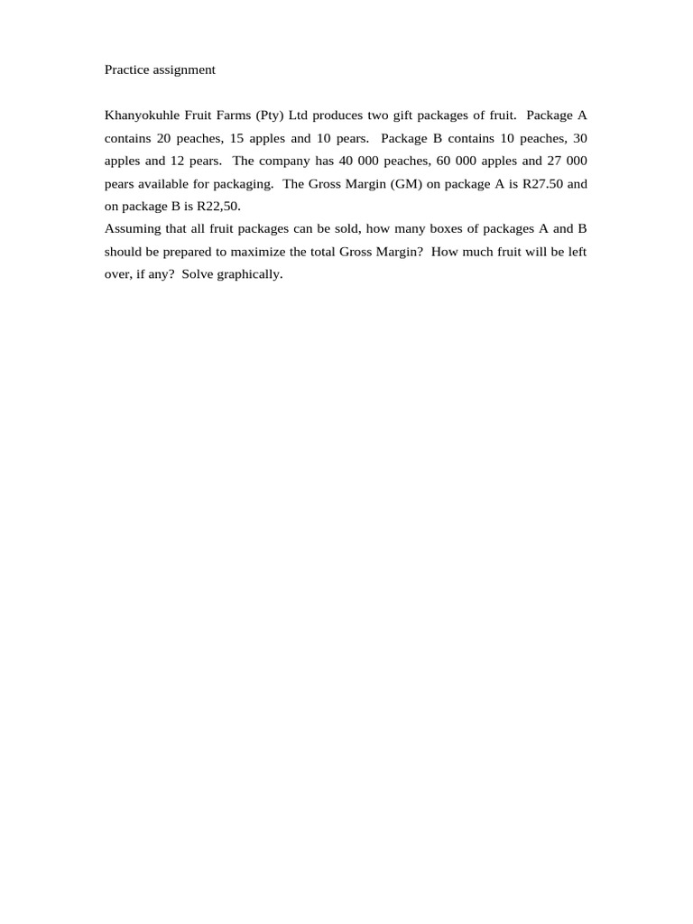 Maximize Gross Margin for Fruit Packages | PDF