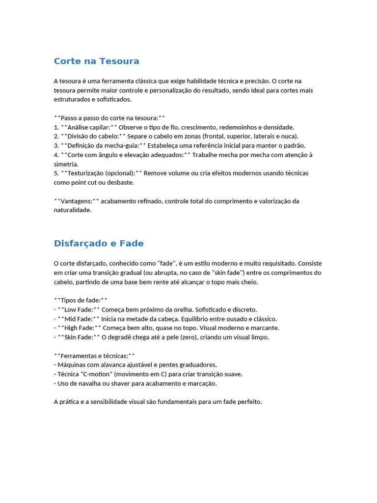 Corte Disfarçado e Fade na Tesoura | PDF