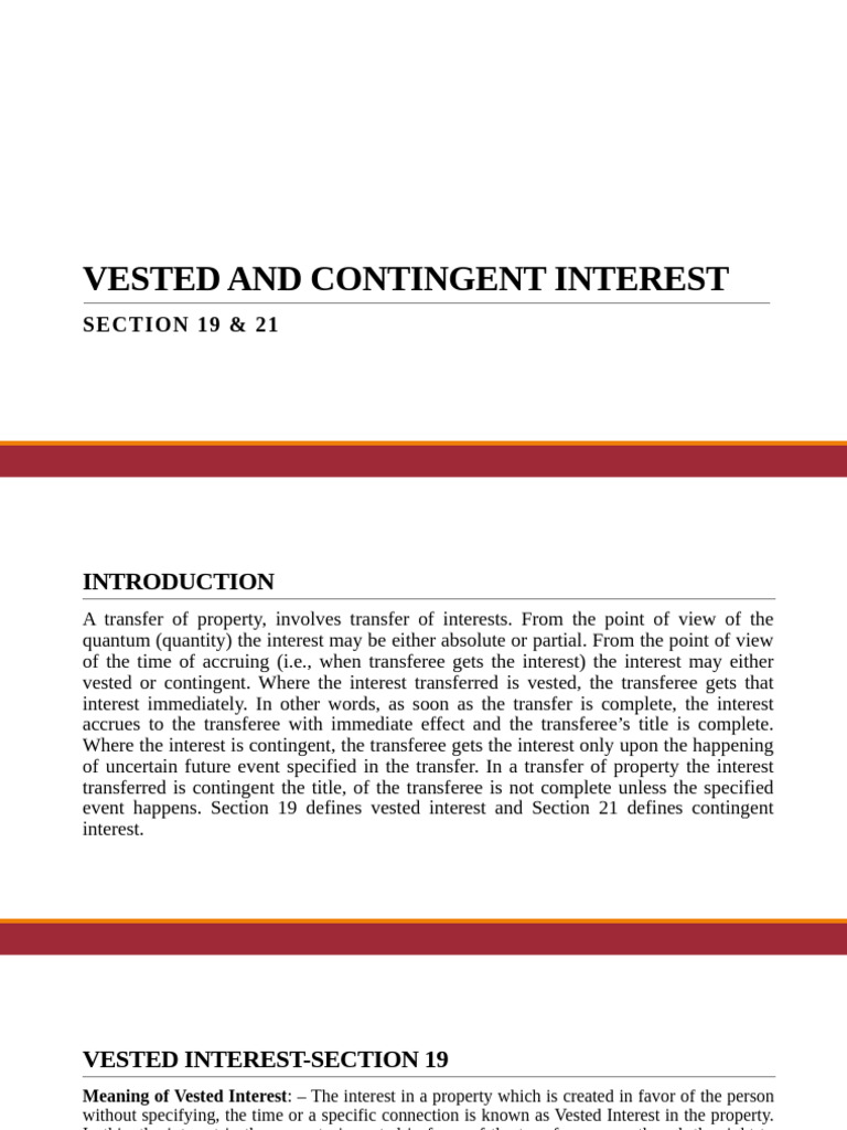 Vested vs Contingent Interest Explained | PDF | Property | Interest