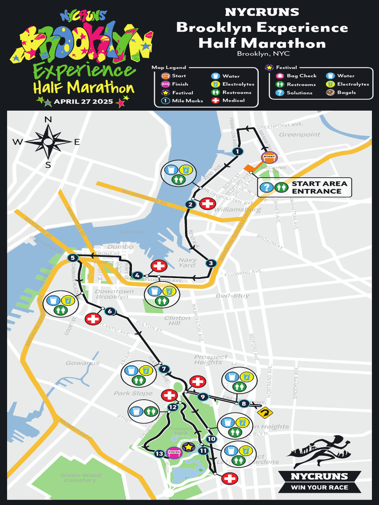 NYCRUNS Brooklyn Experience Half Marathon Course Map PDF
