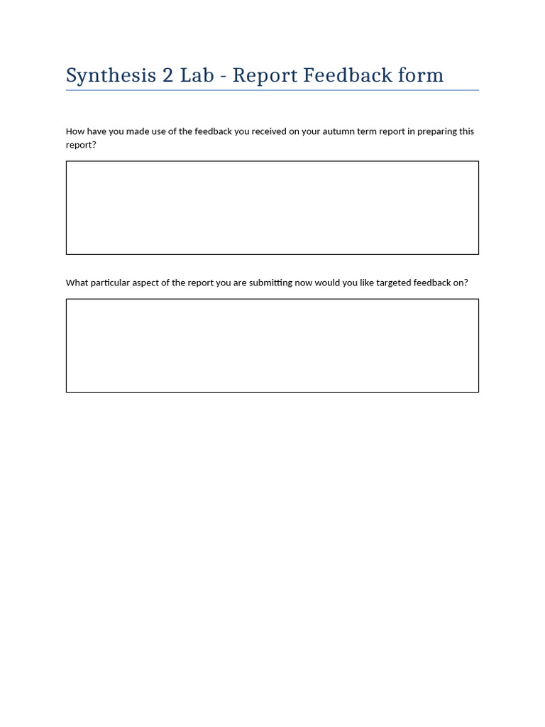 S2 Lab Report Feedback Form | PDF