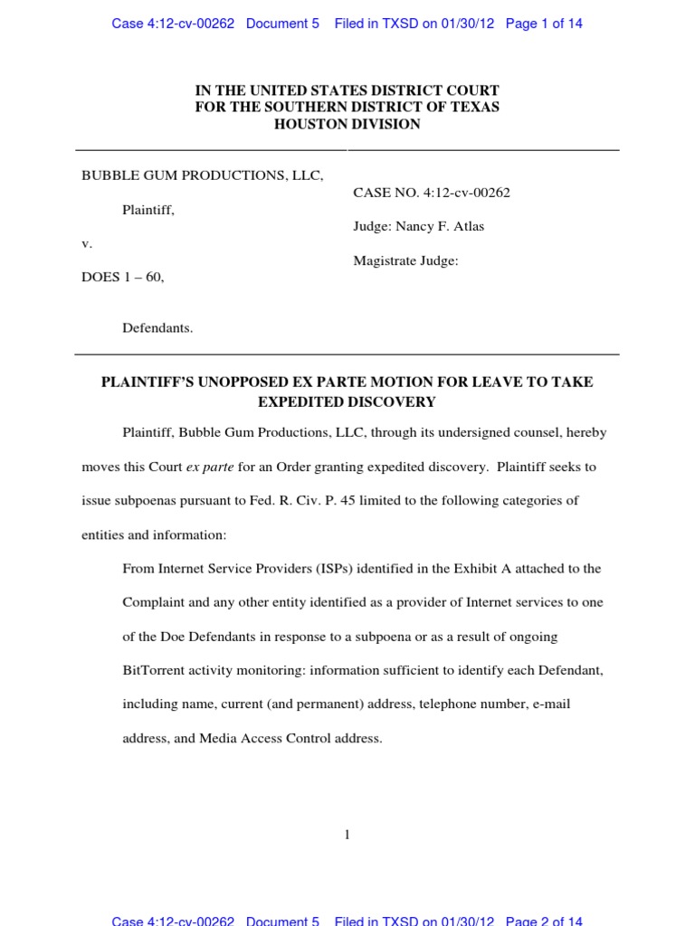 Motion To Expedite Discovery Main PDF Discovery (Law) Lawsuit