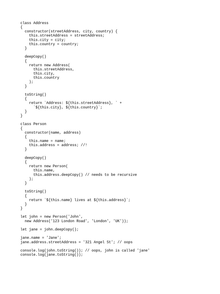 Creational - Prototype.explicit Copying - Js | PDF