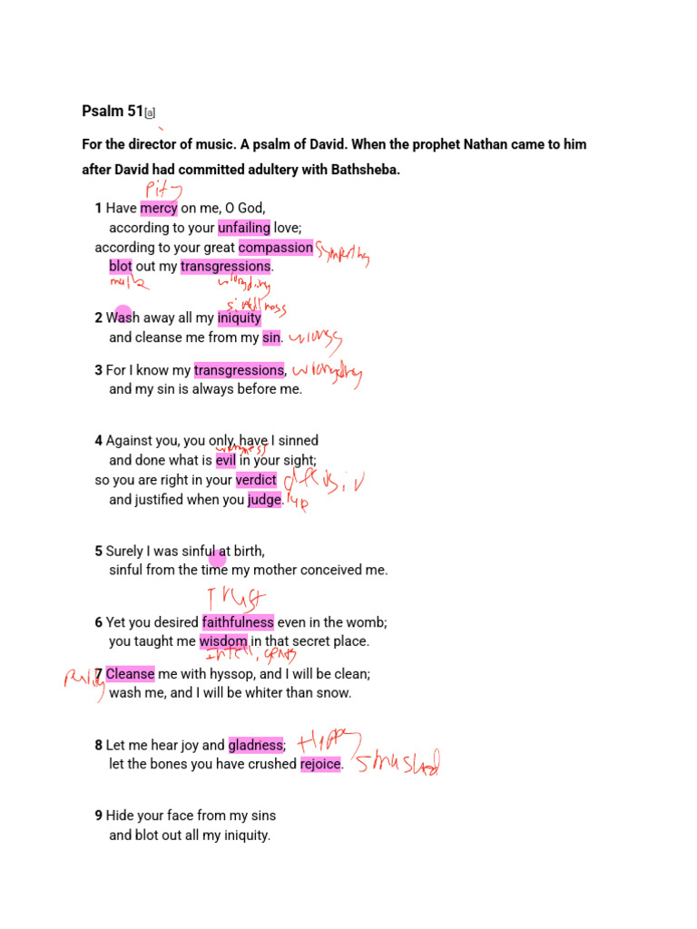 Modern Reinterpretation of Psalm 51 | PDF | Sin | Religious Belief And ...