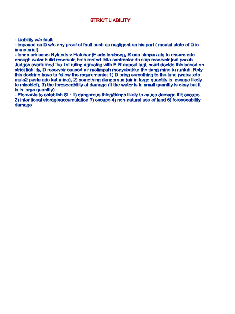 Strict Liability Note Pdf