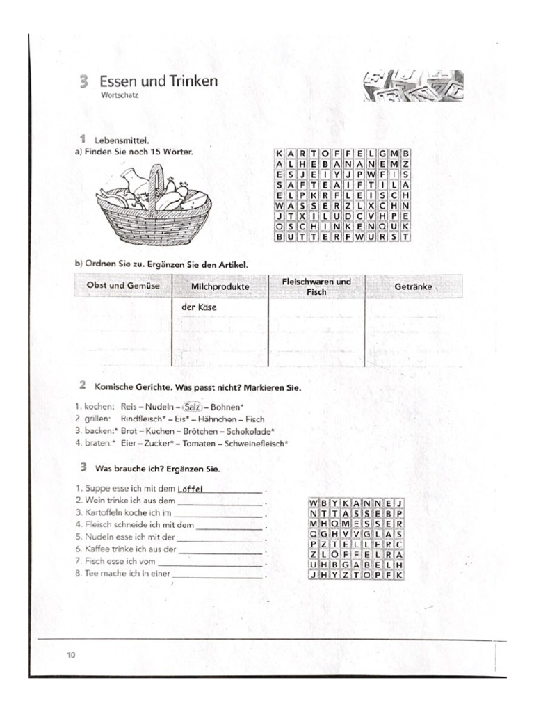 Übung Essen Und Trinken | PDF