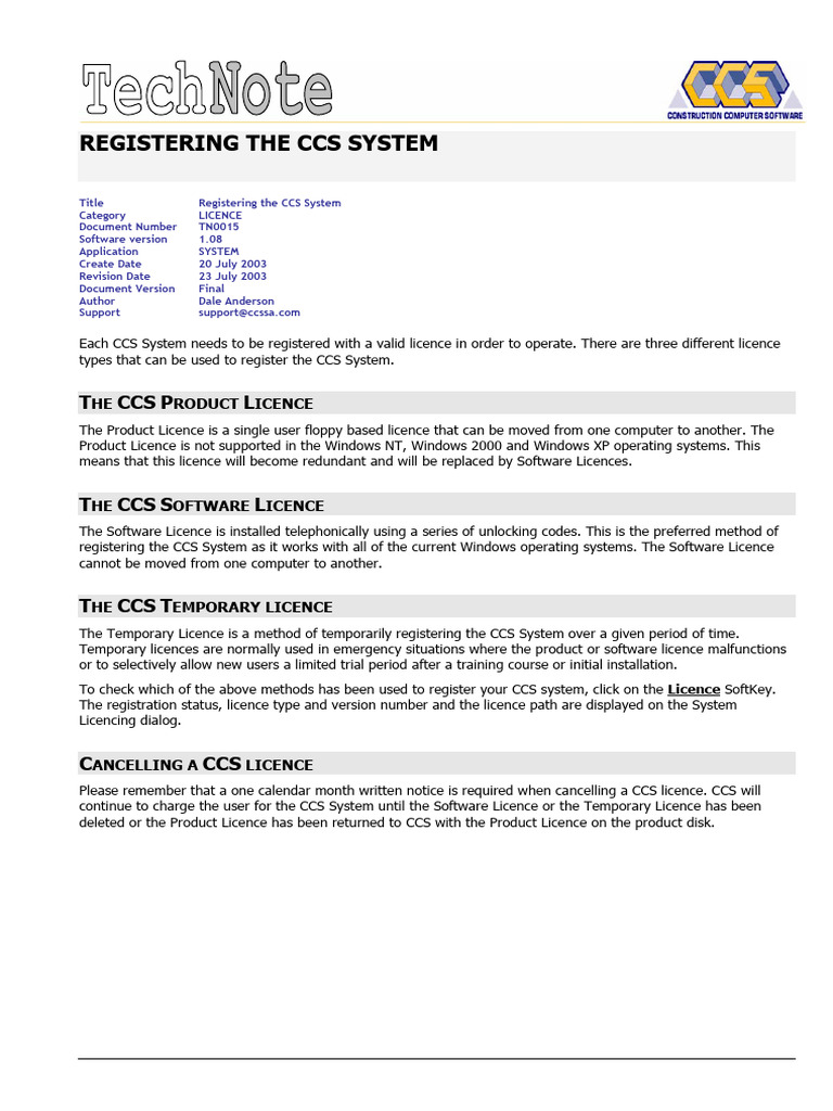 CCS System Registration and Licensing | PDF