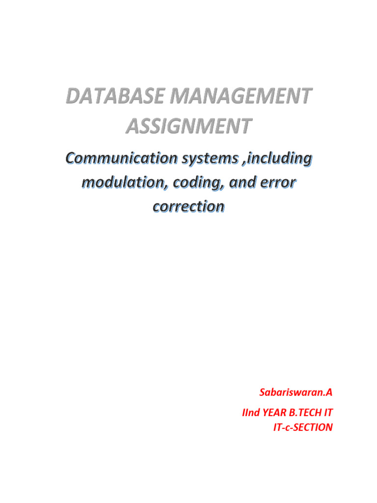 DATABASE MANAGEMENT ASSIGNMENT | PDF | Error Detection And Correction ...
