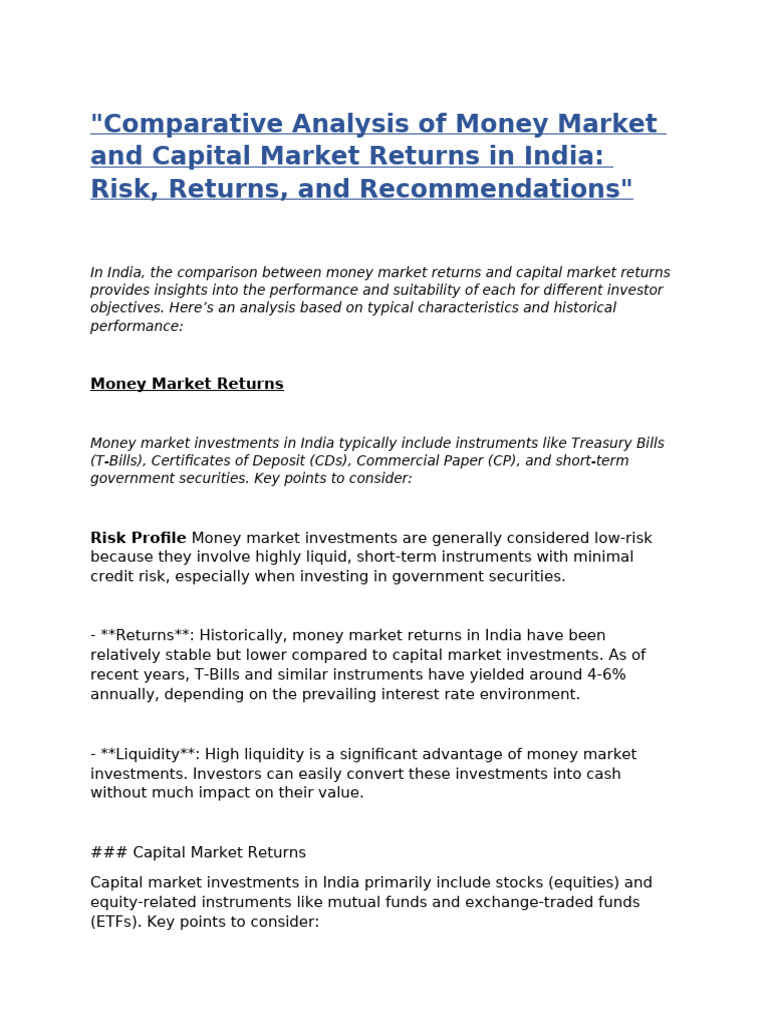 Comparative Analysis of Money Market and Capital Market Returns in ...