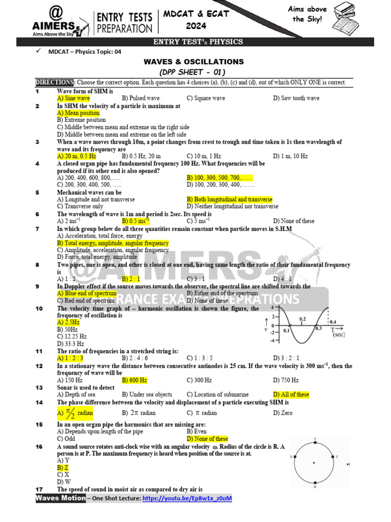Waves and Oscillations Q&A Guide | PDF | Waves | Frequency