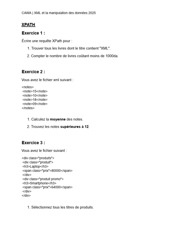 Requêtes XPath pour XML 2025 | PDF | XPath | XML
