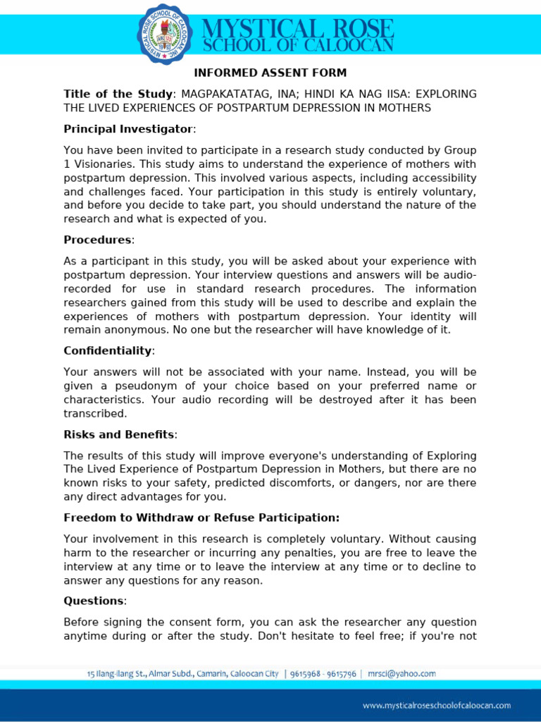 PR1 Interview Protocol Requinto Checked | PDF | Postpartum Depression ...