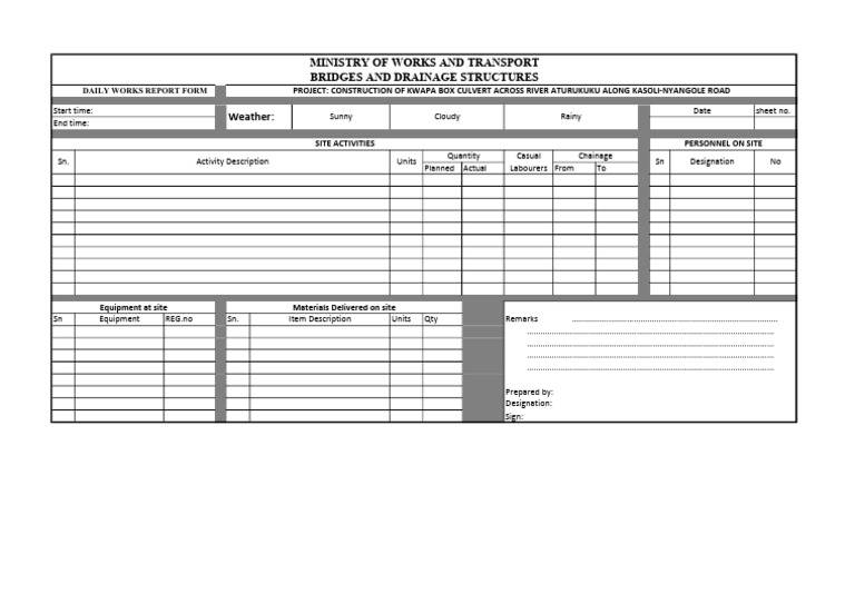 Site Diary Temp | PDF