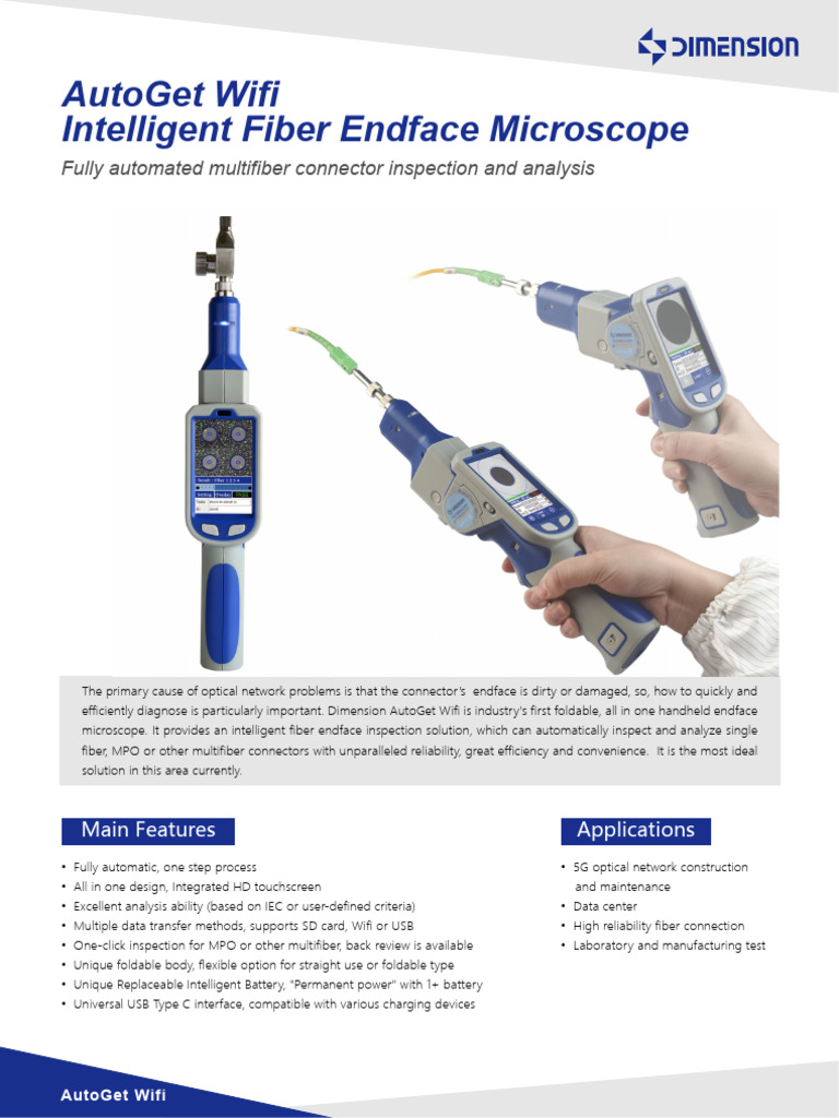 AutoGet Wifi Intelligent Fiber Endface Microscope | PDF | Optical Fiber ...