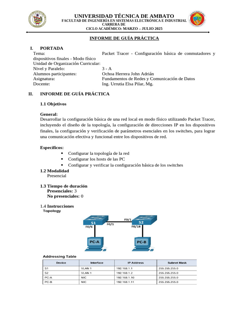Configuración de Conmutadores en Packet Tracer | PDF | Conmutador de ...
