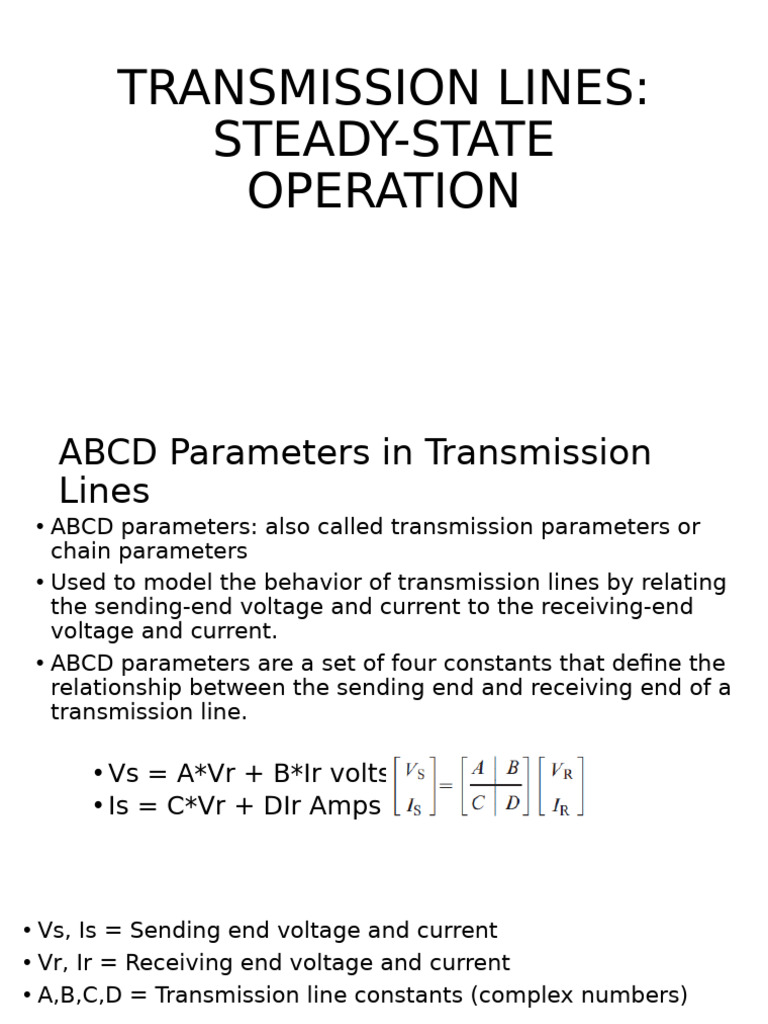 ABCD Parameters in Transmission Lines | PDF