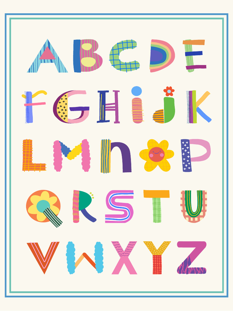 Alphabet Education Poster in Colorful Hand Drawn Graphic Style | PDF