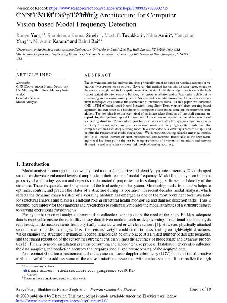 CNN-LSTM Deep Learning Architecture For Computer Vision-Based Modal ...