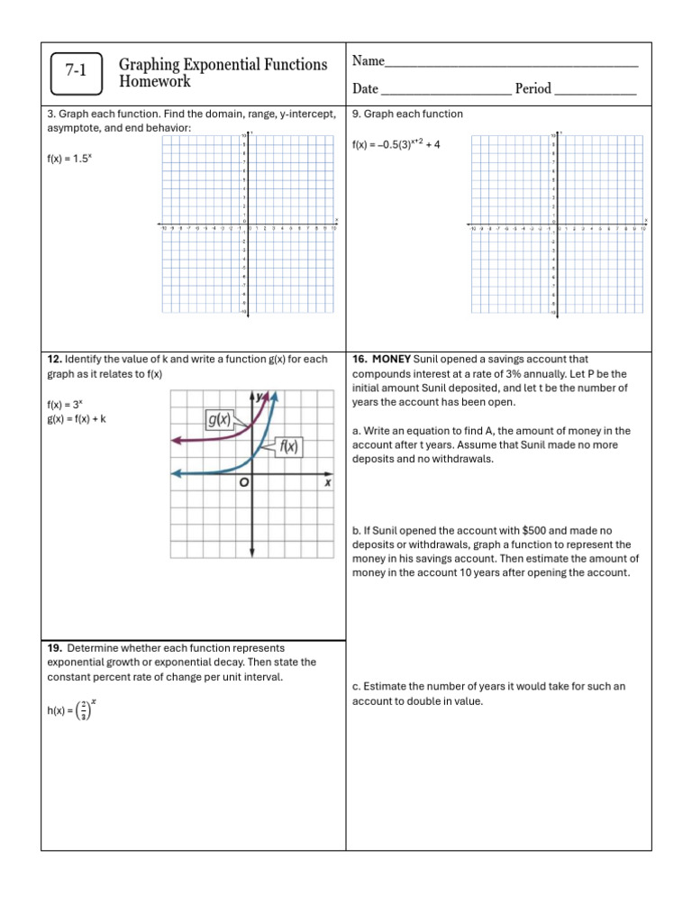 Unit 7 Algebra 2: Exponential Functions | PDF | Function (Mathematics ...