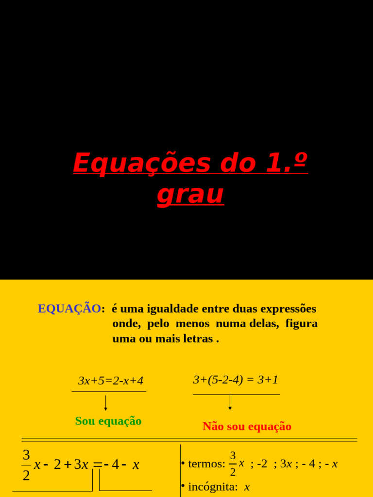 Equações do 1.º Grau: Resolução e Conceitos | PDF | Equações ...