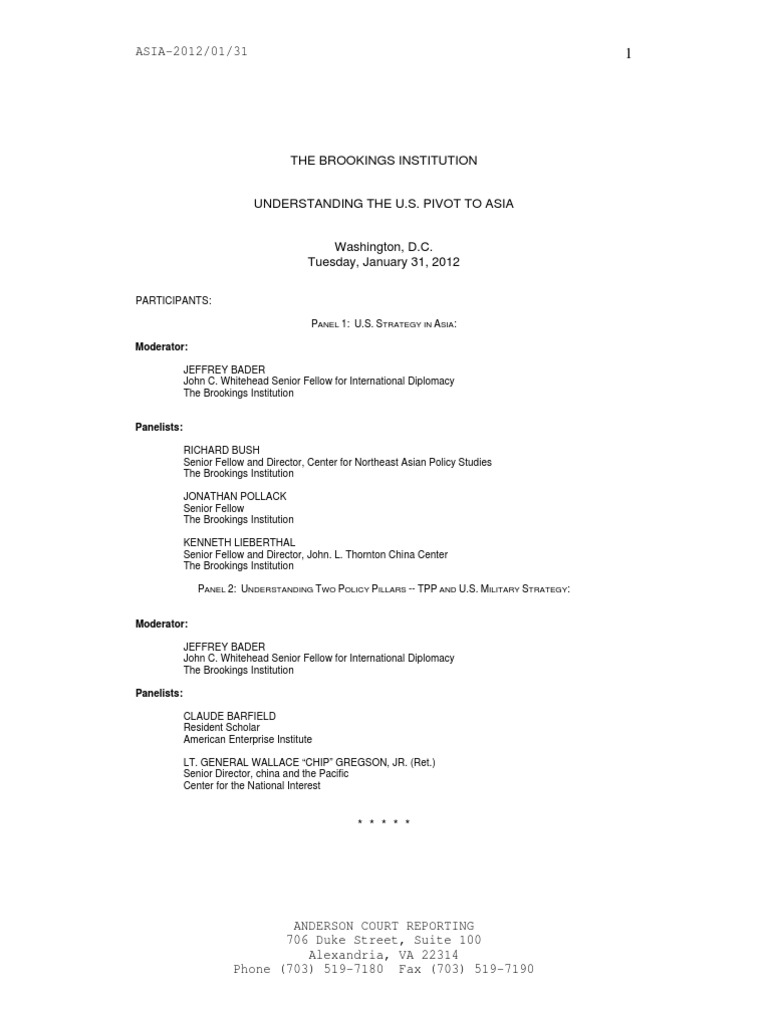 Understanding The U S Pivot To Asia Pdf China World Politics