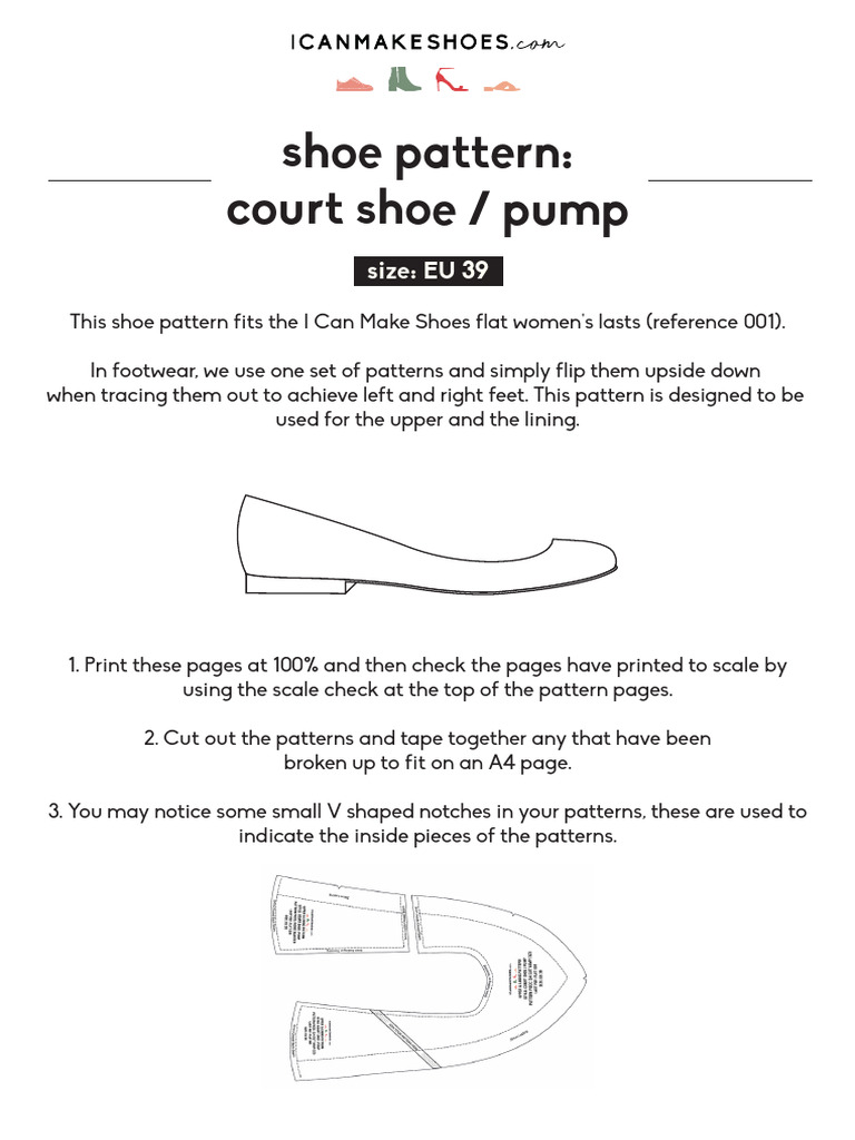 EU 39 Court Shoe Pattern Guide | PDF | Footwear | Foot